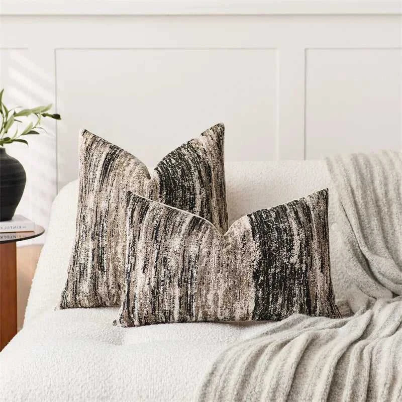 INS Style Jacquard Cushion Covers Chenille Striped Textured Pillow Case for Home Couch Bed Living Room Decor 14:193#Black;5:201298988#1pc 30X50cm Cushion Covers