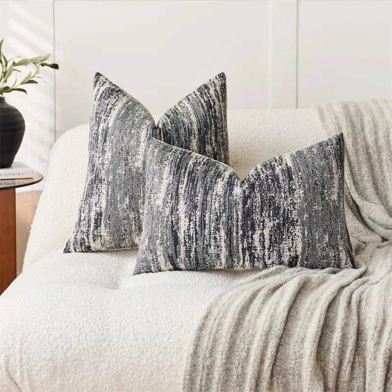 INS Style Jacquard Cushion Covers Chenille Striped Textured Pillow Case for Home Couch Bed Living Room Decor 14:193#Black;5:201298988#1pc 30X50cm Cushion Covers