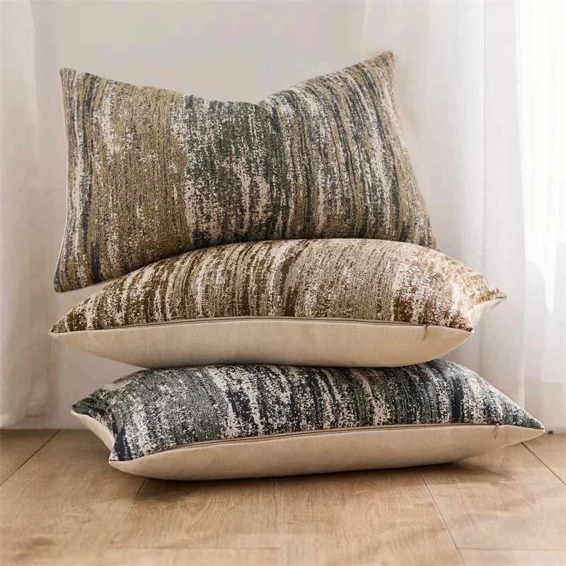 INS Style Jacquard Cushion Covers Chenille Striped Textured Pillow Case for Home Couch Bed Living Room Decor 14:193#Black;5:201298988#1pc 30X50cm Cushion Covers