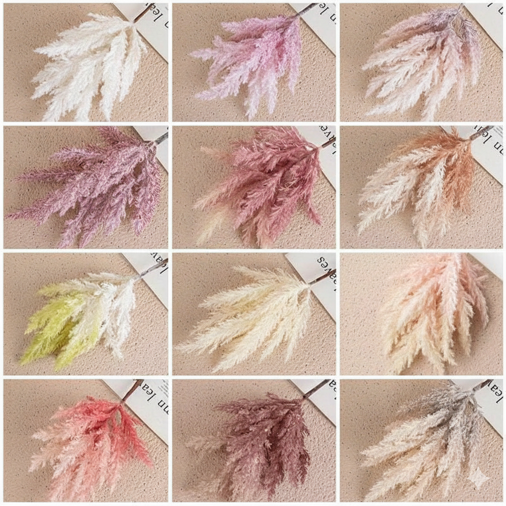 Lumi Natural Pampas Grass Bouquet - Premium Dried Floral Decor for Weddings & Home 14:201441321#Pink Artificial Flowers