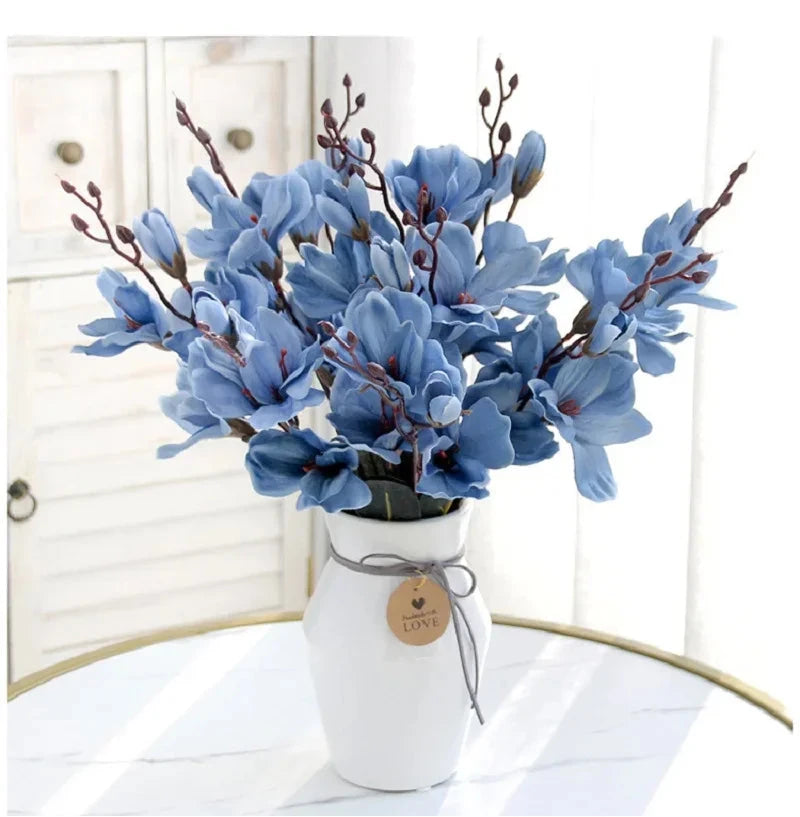 Magnolia Bouquet - 20 Heads Artificial Flowers for Wedding & Home Decor 14:365458#Red Artificial Flowers