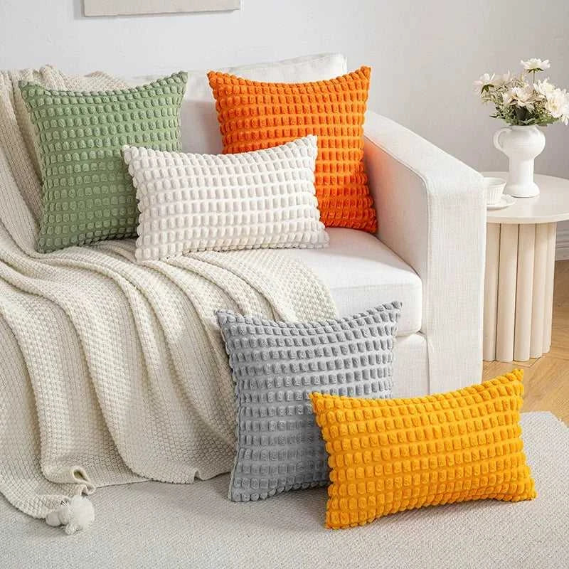 Malika Soft Plush Big Dot Cushion Cover - Solid Color Throw Pillow 14:200006151#grey;5:202949817#30x50cm Cushion Covers