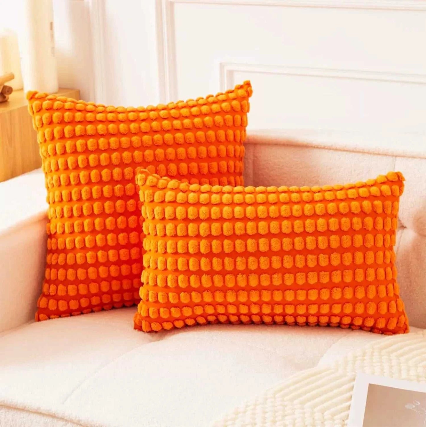 Malika Soft Plush Big Dot Cushion Cover - Solid Color Throw Pillow 14:200006151#grey;5:202949817#30x50cm Cushion Covers