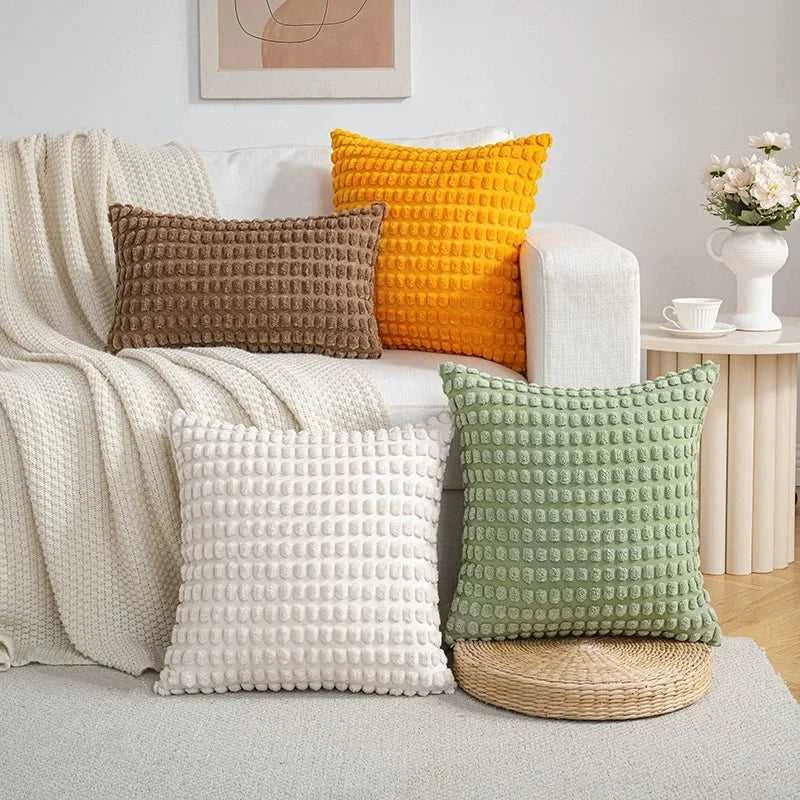 Malika Soft Plush Big Dot Cushion Cover - Solid Color Throw Pillow 14:200006151#grey;5:202949817#30x50cm Cushion Covers