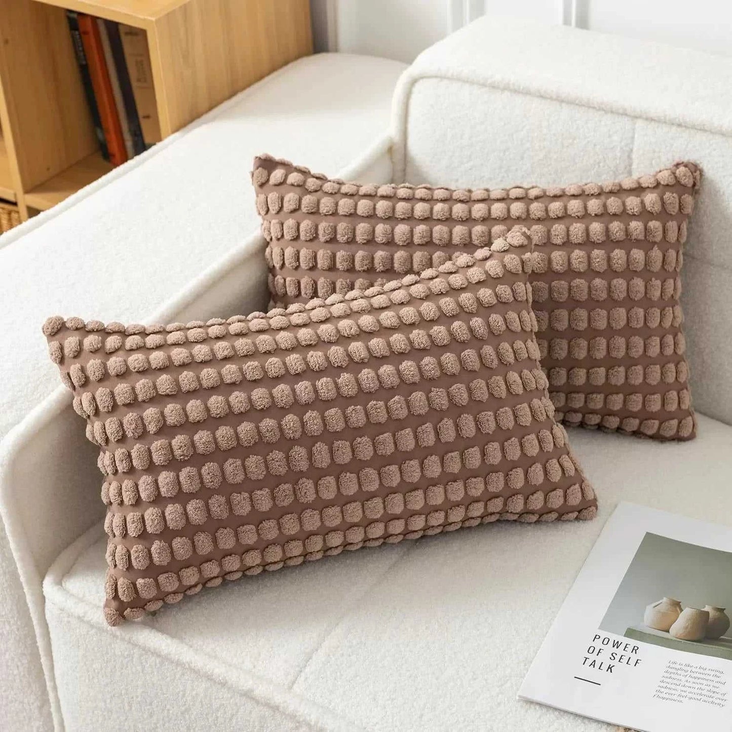 Malika Soft Plush Big Dot Cushion Cover - Solid Color Throw Pillow 14:200006151#grey;5:202949817#30x50cm Cushion Covers
