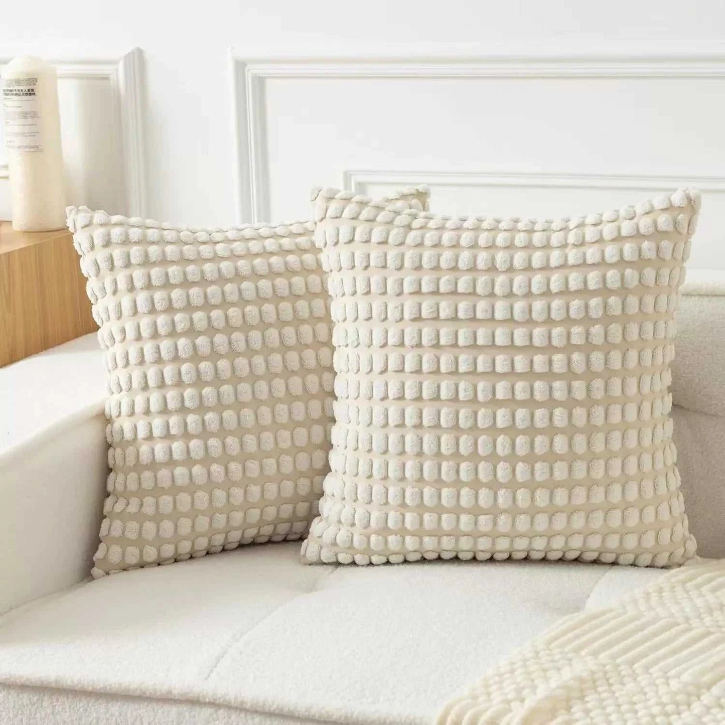 Malika Soft Plush Big Dot Cushion Cover - Solid Color Throw Pillow 14:200006151#grey;5:202949817#30x50cm Cushion Covers