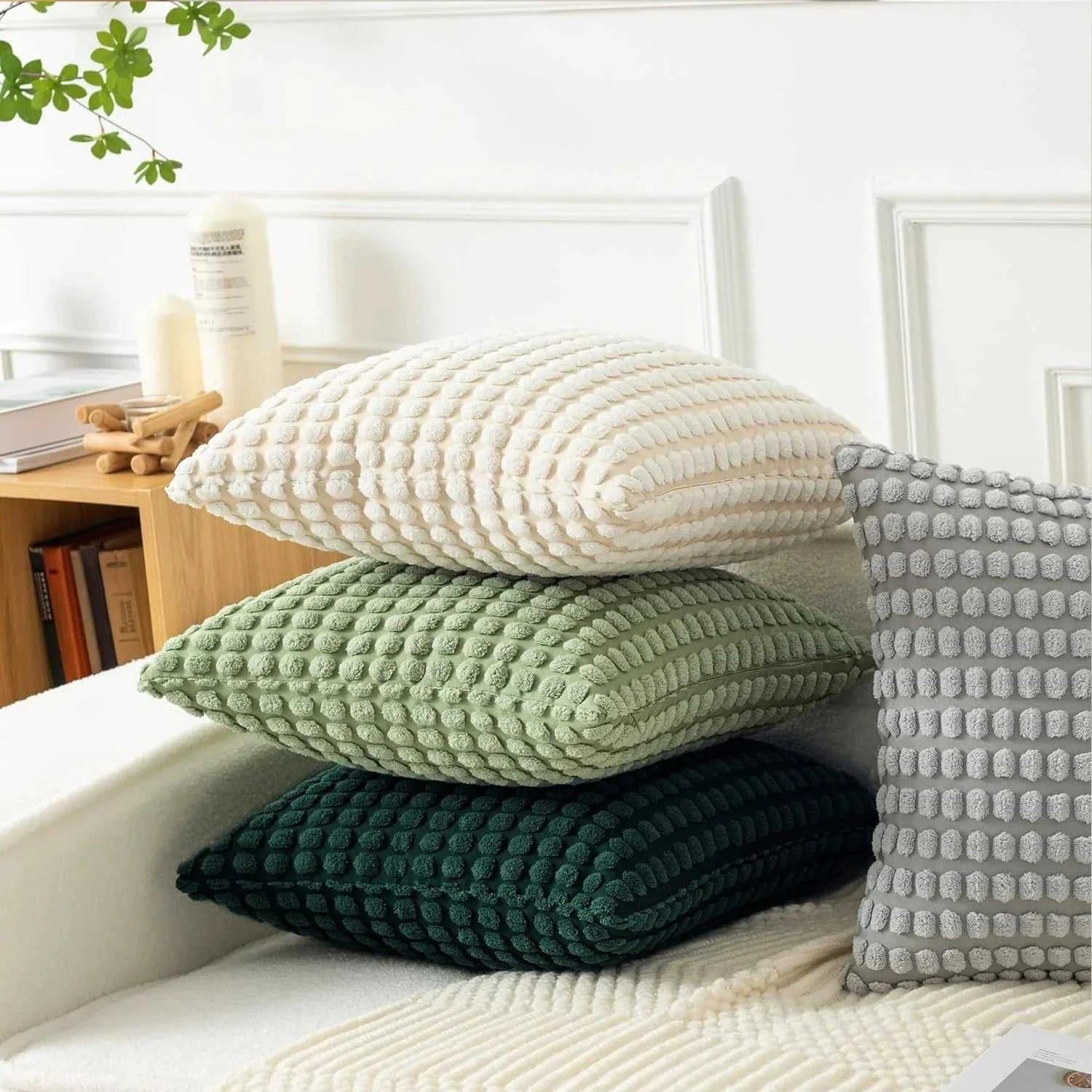 Malika Soft Plush Big Dot Cushion Cover - Solid Color Throw Pillow 14:200006151#grey;5:202949817#30x50cm Cushion Covers