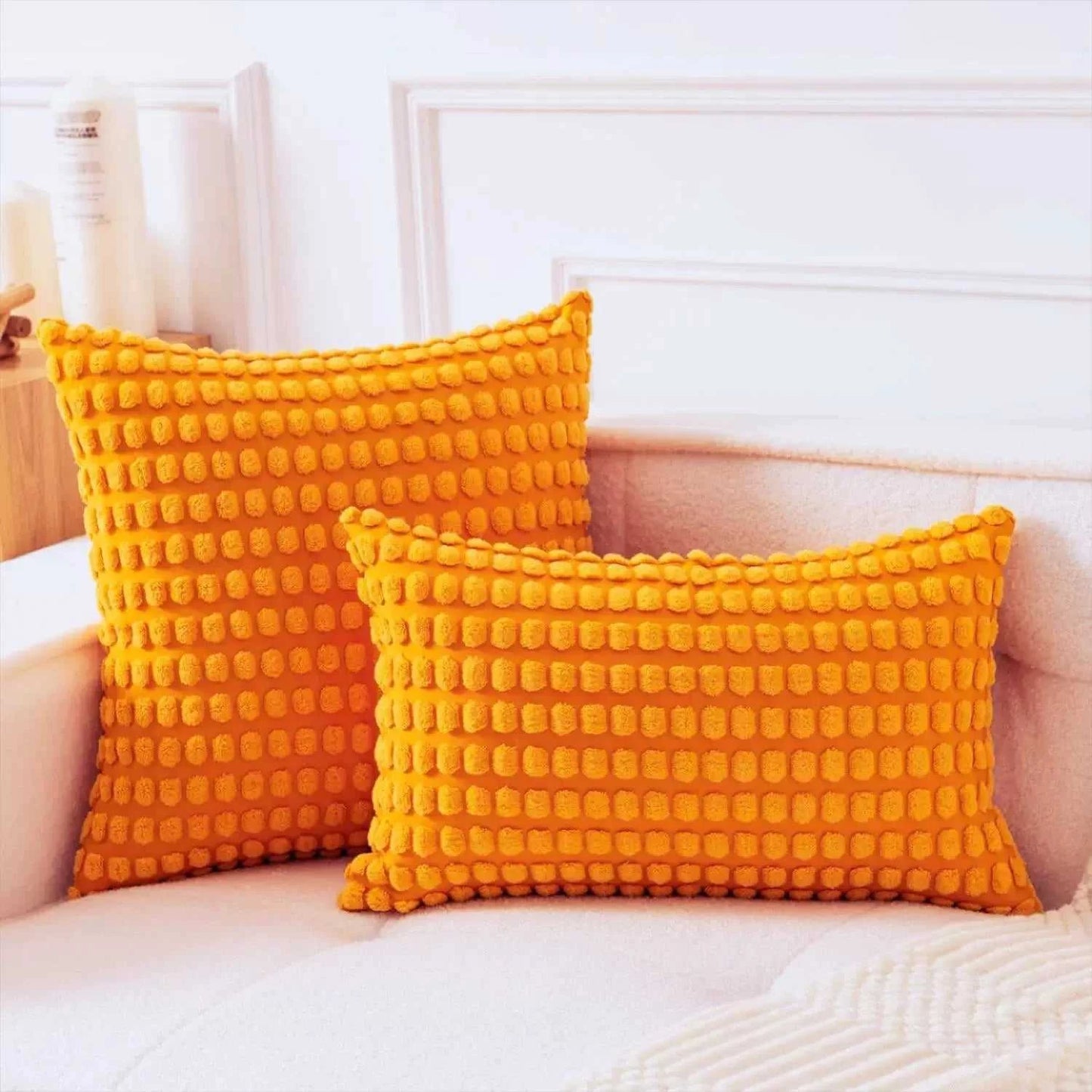 Malika Soft Plush Big Dot Cushion Cover - Solid Color Throw Pillow 14:200006151#grey;5:202949817#30x50cm Cushion Covers