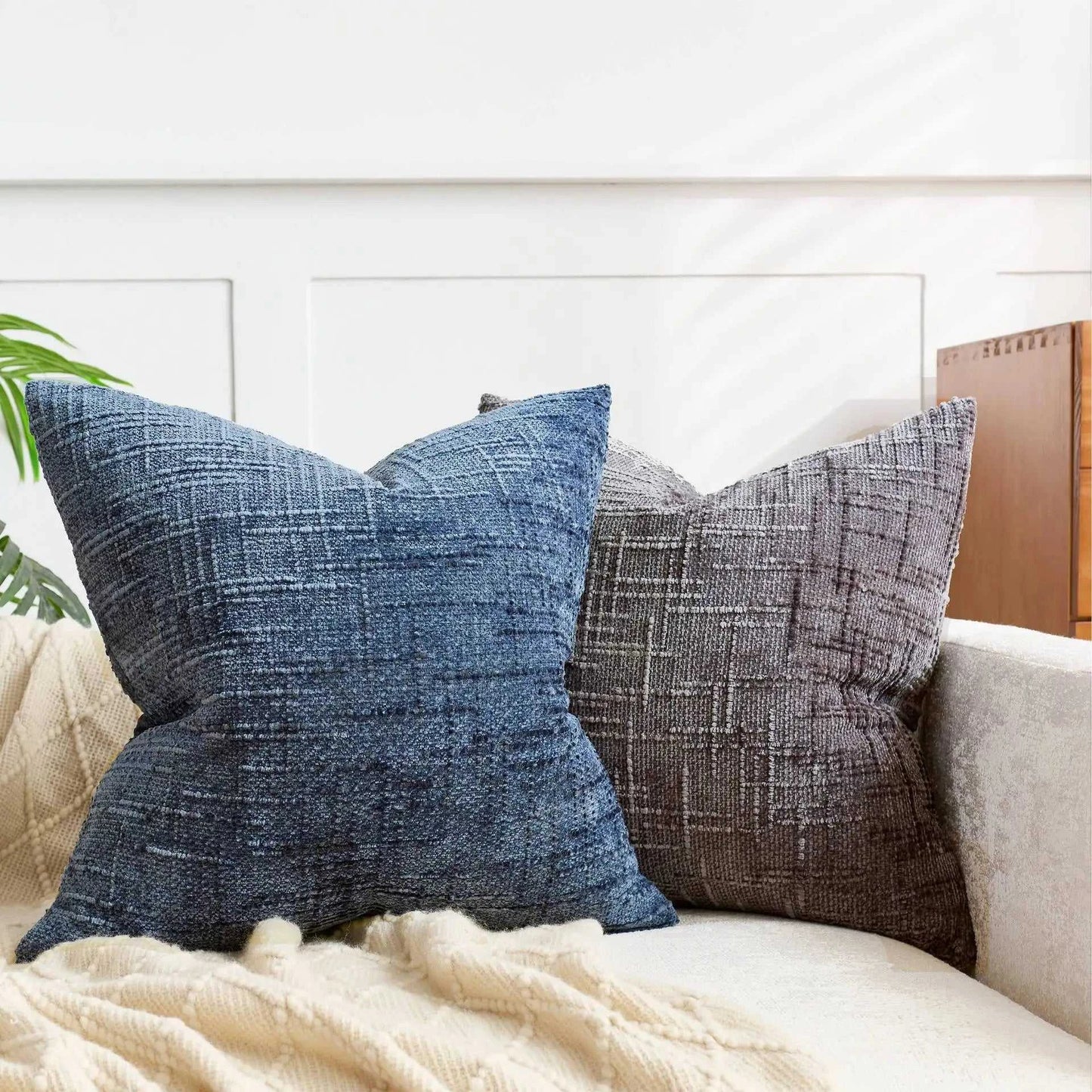 Malin Chenille Bamboo Texture Throw Pillow Cover - Solid Color Decorative Cushion 14:350853#brown red;5:202949817#30x50cm Cushion Covers