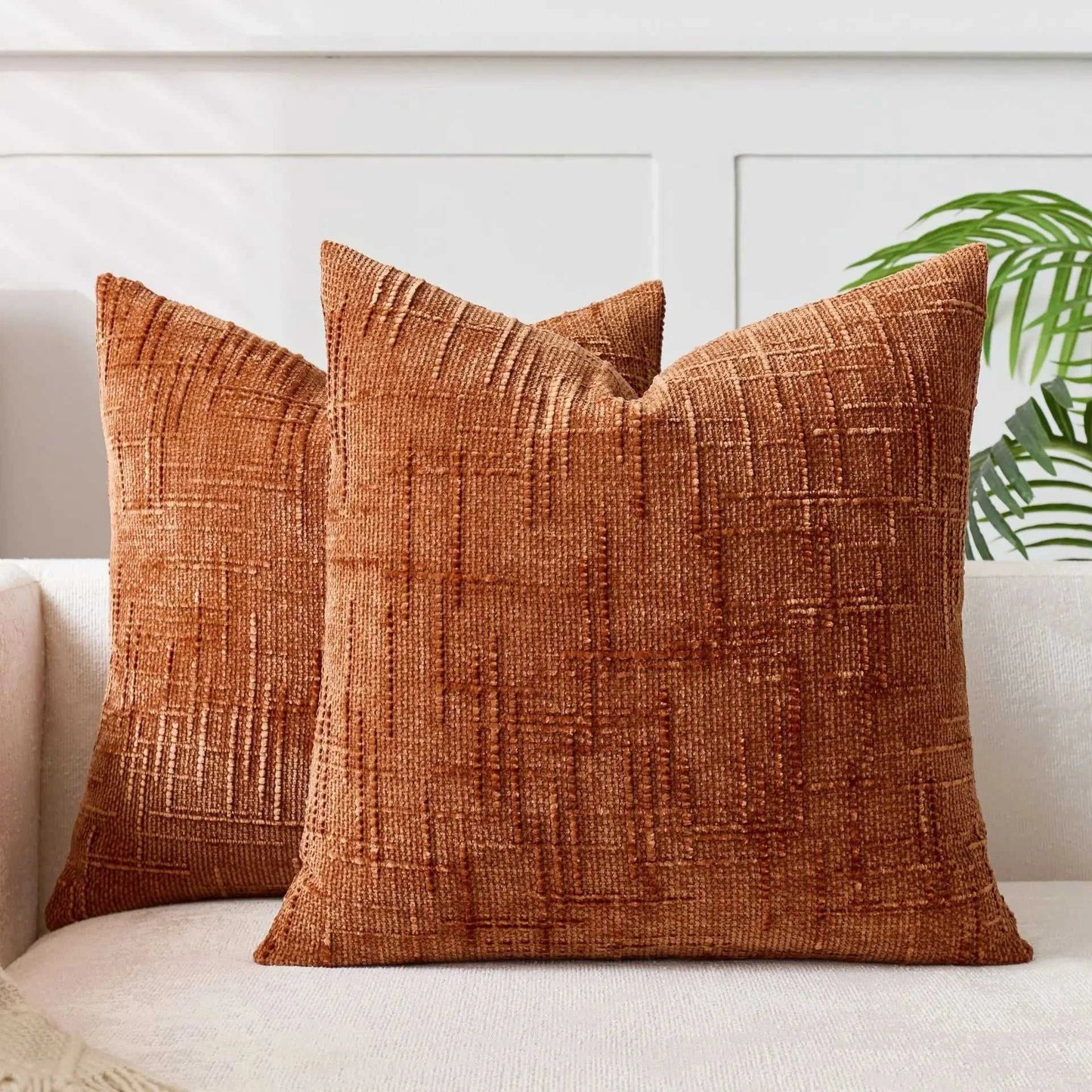 Malin Chenille Bamboo Texture Throw Pillow Cover - Solid Color Decorative Cushion 14:350853#brown red;5:202949817#30x50cm Cushion Covers