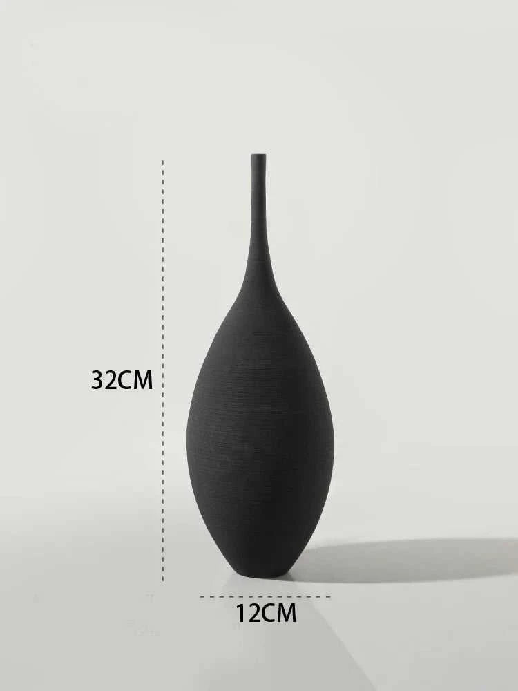 Mano Handmade Zen Ceramic Vase - Black & White Minimalist Art Decor 14:200006151#White A vase
