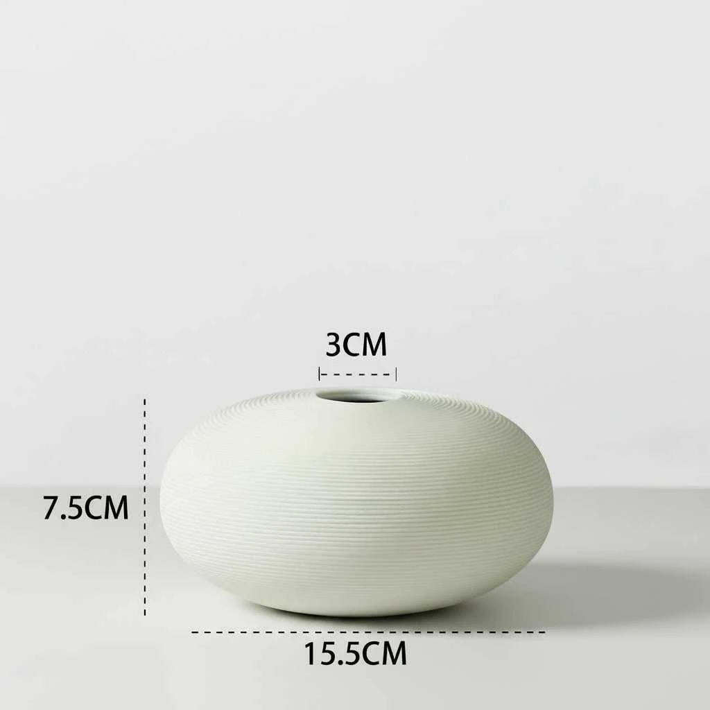 Mano Handmade Zen Ceramic Vase - Black & White Minimalist Art Decor 14:200006151#White A vase