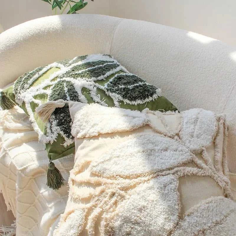 Masimo Tufted Cushion Cover with Tassel - Decorative Pillow Case 14:175#green;5:202198822 Cushion Covers