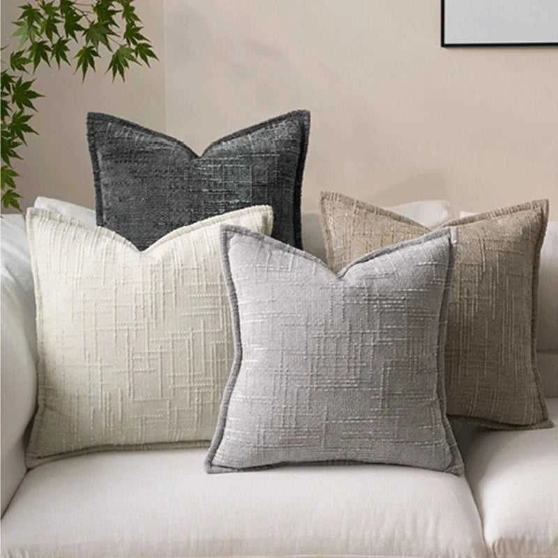 Masy Chenille Cushion Cover - Bamboo Yarn Textured Throw Pillow Case 14:10#Dark Grey;5:201298988#30x50cm Cushion Covers