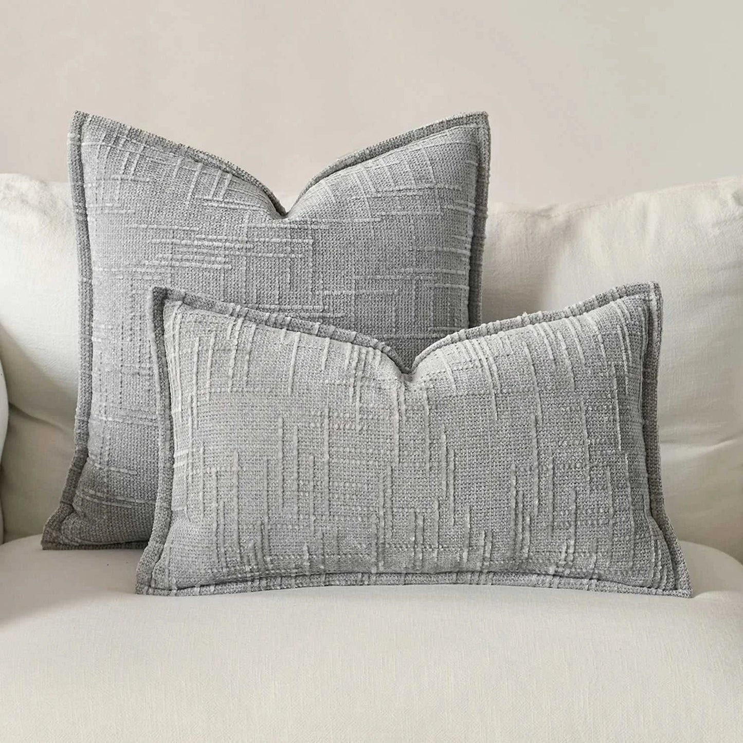 Masy Chenille Cushion Cover - Bamboo Yarn Textured Throw Pillow Case 14:10#Dark Grey;5:201298988#30x50cm Cushion Covers