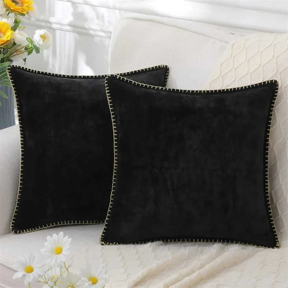 Maxima Chenille Velvet Cushion Covers - Luxury Throw Pillows 14:1052#Gray-one;5:201298983#12x20inch(30x50cm) Cushion Covers