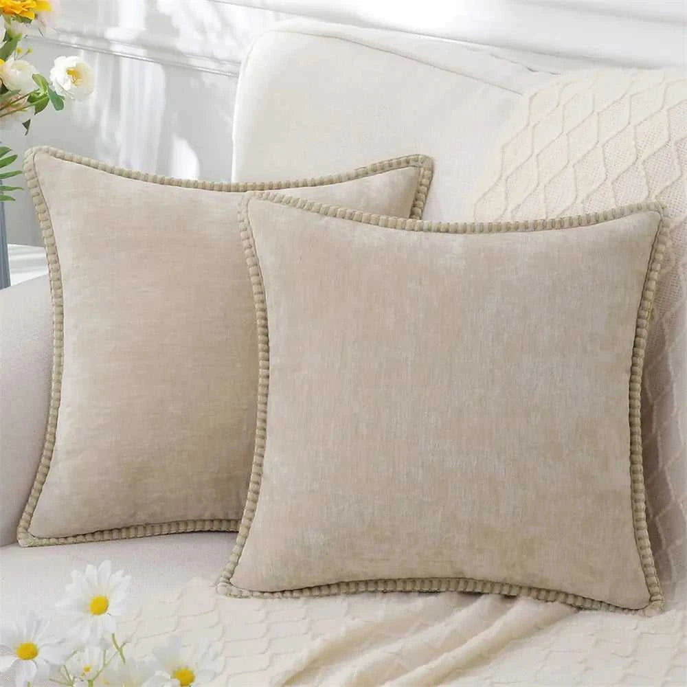 Maxima Chenille Velvet Cushion Covers - Luxury Throw Pillows 14:1052#Gray-one;5:201298983#12x20inch(30x50cm) Cushion Covers