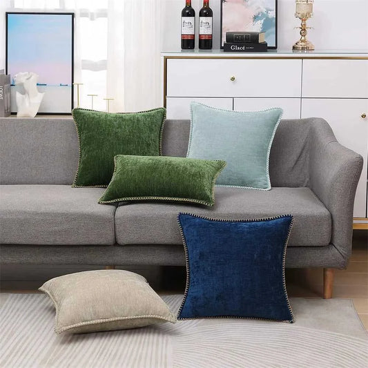 Maxima Chenille Velvet Cushion Covers - Luxury Throw Pillows 14:1052#Gray-one;5:201298983#12x20inch(30x50cm) Cushion Covers