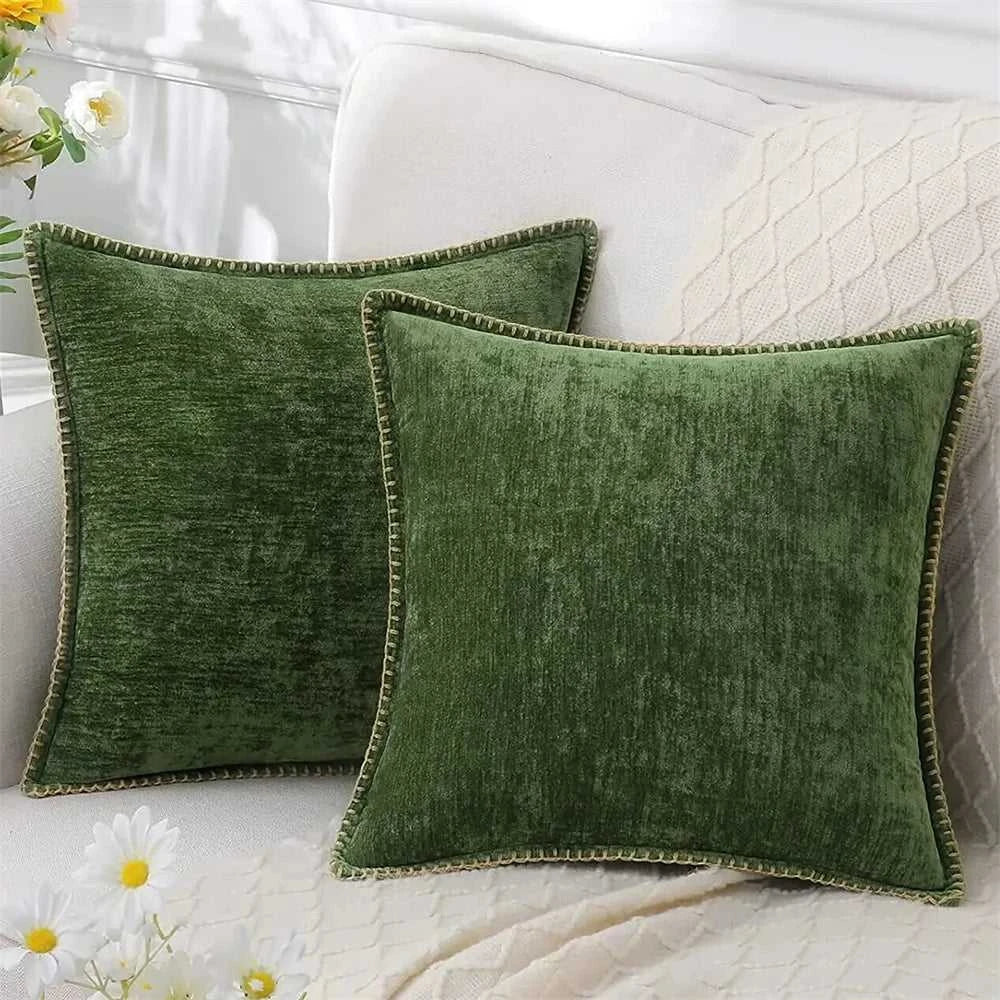 Maxima Chenille Velvet Cushion Covers - Luxury Throw Pillows 14:1052#Gray-one;5:201298983#12x20inch(30x50cm) Cushion Covers