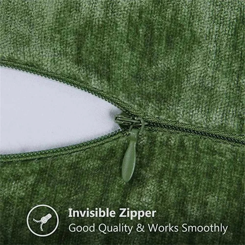 Maxima Chenille Velvet Cushion Covers - Luxury Throw Pillows 14:1052#Gray-one;5:201298983#12x20inch(30x50cm) Cushion Covers