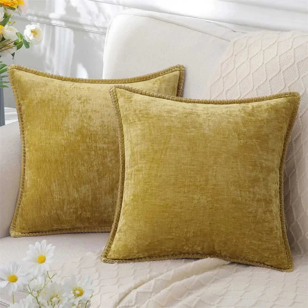 Maxima Chenille Velvet Cushion Covers - Luxury Throw Pillows 14:1052#Gray-one;5:201298983#12x20inch(30x50cm) Cushion Covers