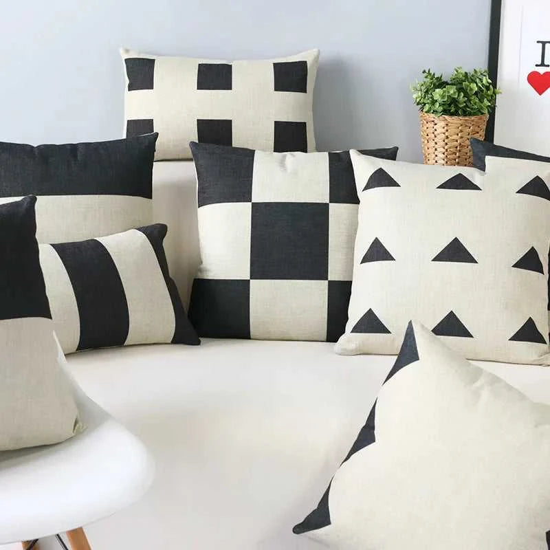 Miley Nordic Geometric Cushion Cover - Linen Pillowcase 45x45cm 14:771#A;5:201298987#30x50cm Cushion Covers