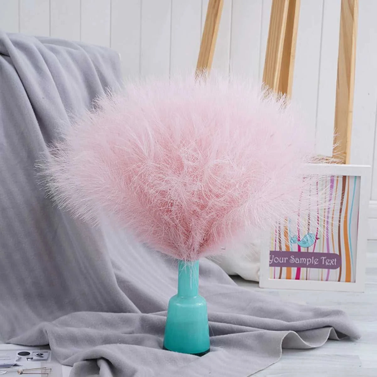 Mimosa Artificial Pampas Grass 42cm - 10pcs Boho Decor 14:202884863#color 1 Artificial Plants