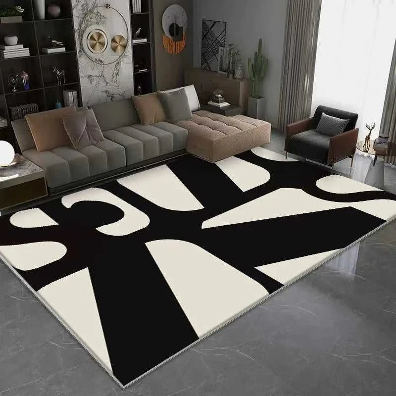 Moderno Black White Geometric Area Rug - Abstract Pattern 14:29#1;5:557868959#40x60CM Carpets