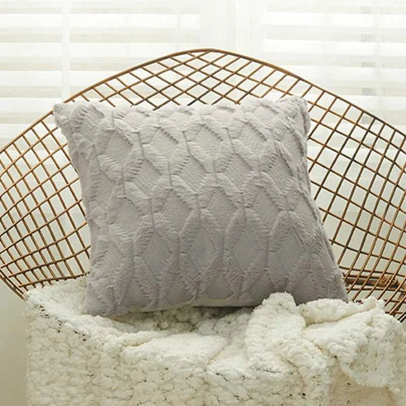 Myra Plush Pillow Cover - Soft Fluffy Cushion Cover Weaving Tatting 14:29#Light Grey;5:201298986#30x50cm Cushion Covers