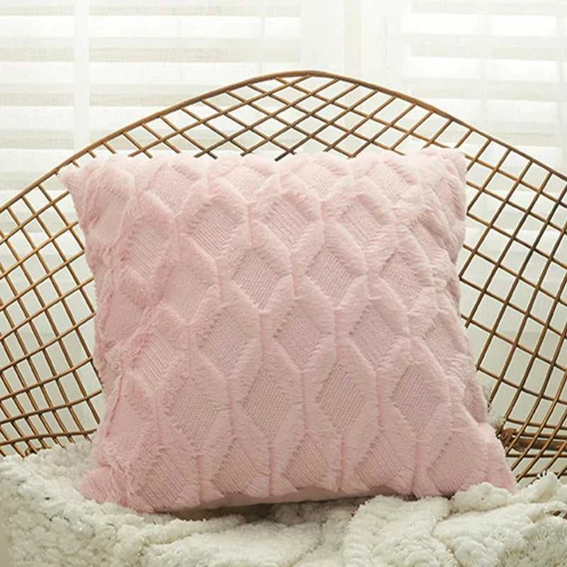 Myra Plush Pillow Cover - Soft Fluffy Cushion Cover Weaving Tatting 14:29#Light Grey;5:201298986#30x50cm Cushion Covers