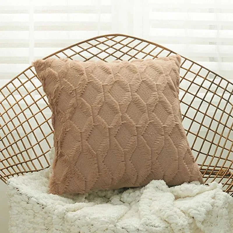 Myra Plush Pillow Cover - Soft Fluffy Cushion Cover Weaving Tatting 14:29#Light Grey;5:201298986#30x50cm Cushion Covers