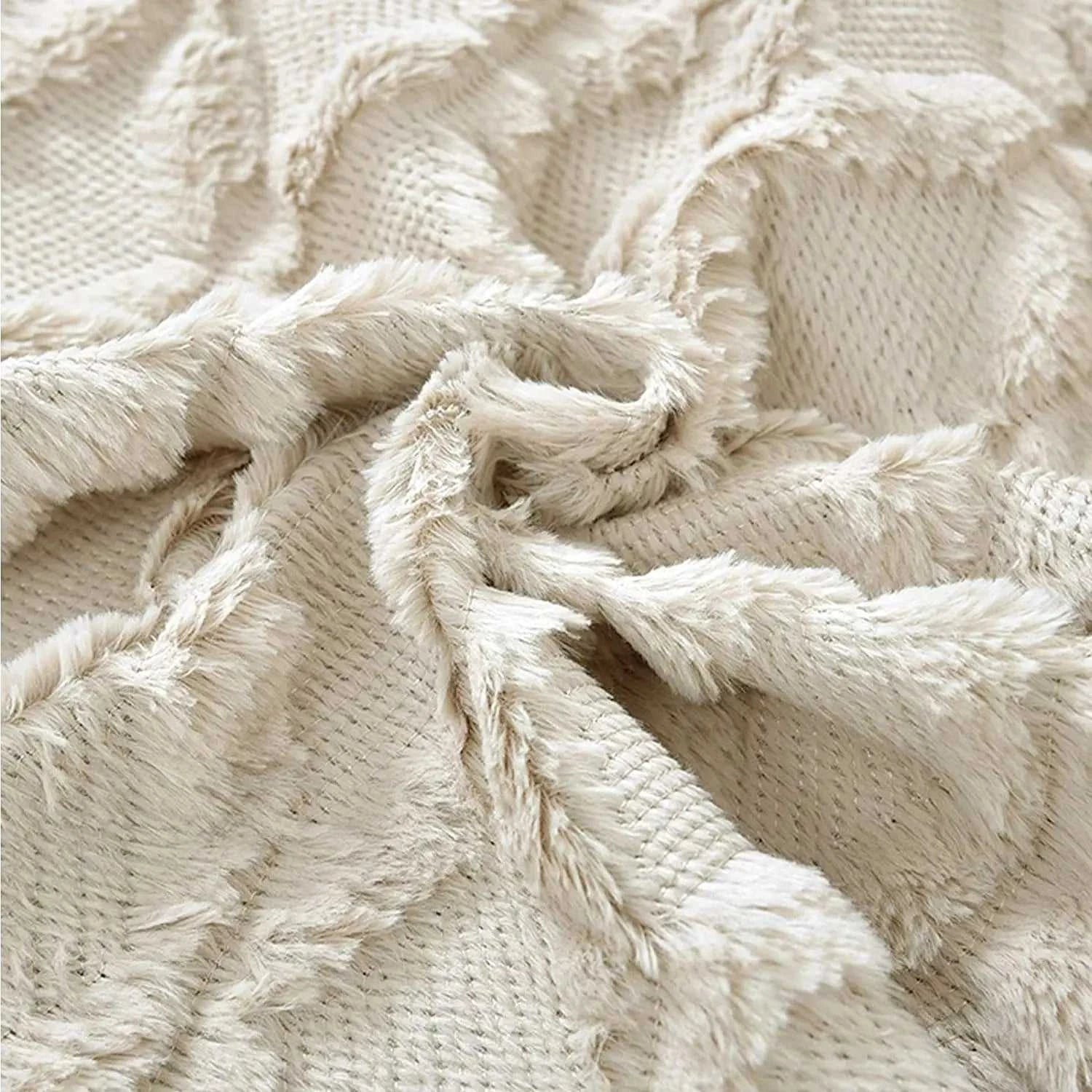 Myra Plush Pillow Cover - Soft Fluffy Cushion Cover Weaving Tatting 14:29#Light Grey;5:201298986#30x50cm Cushion Covers