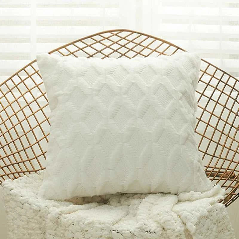 Myra Plush Pillow Cover - Soft Fluffy Cushion Cover Weaving Tatting 14:29#Light Grey;5:201298986#30x50cm Cushion Covers