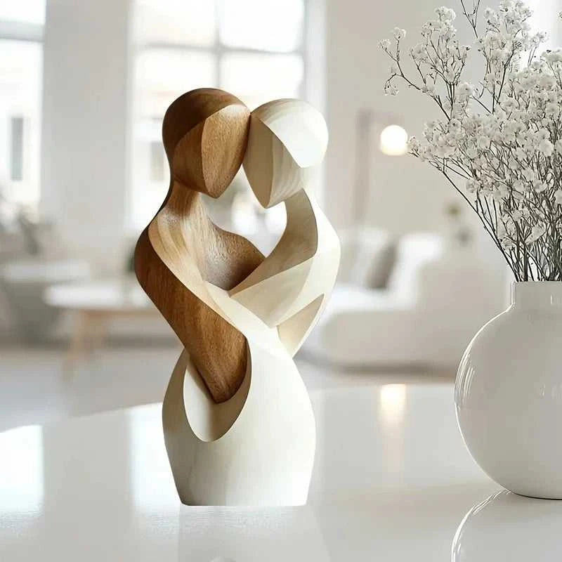 Nana Wooden Couple Sculpture - 2D Minimalist Statue Modern Decor 14:200006151#1PC Decorative Sculpture