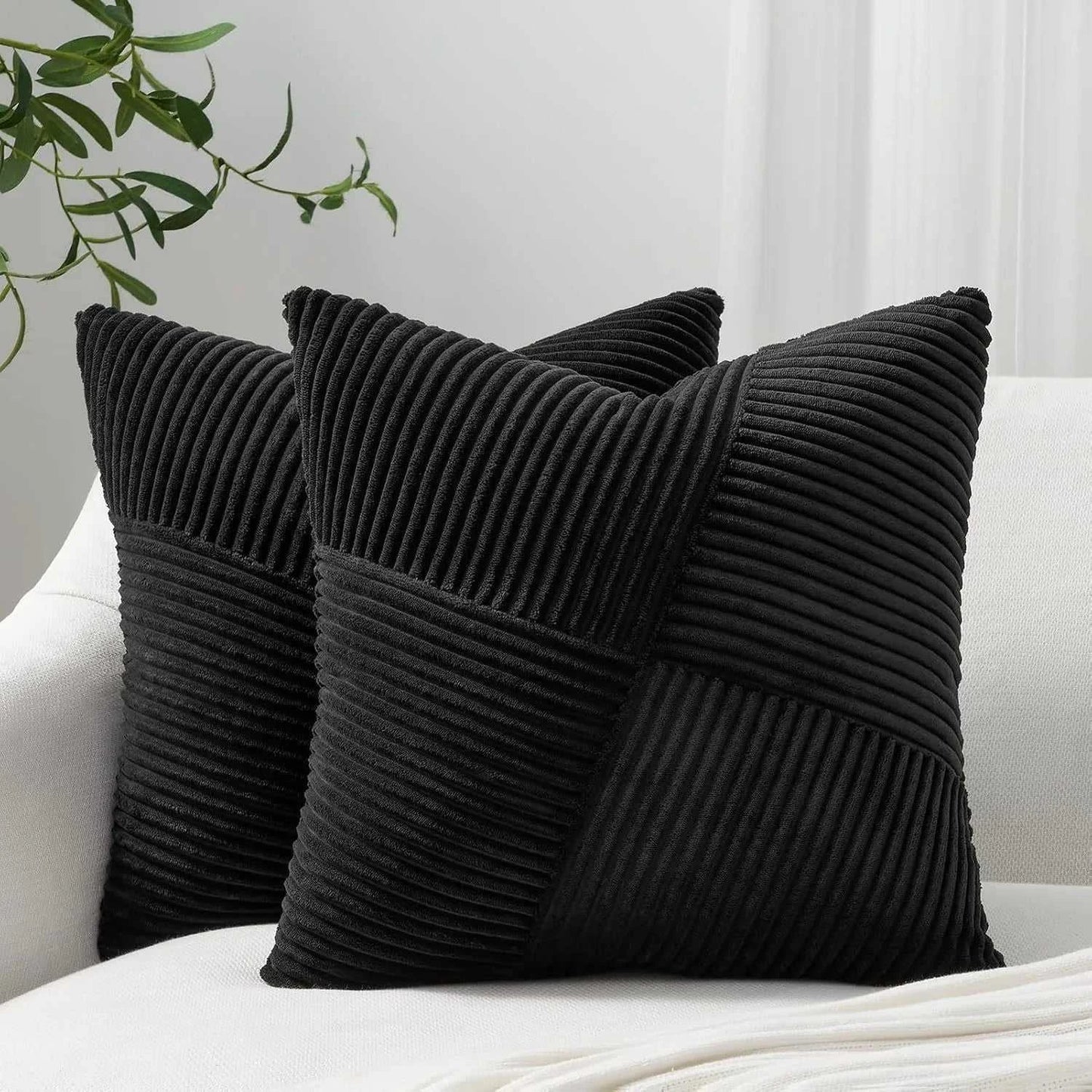 Noura Corduroy Splicing Throw Pillow Cover - Windmill Design Cushion 14:771#milk white;5:201298986 Cushion Covers