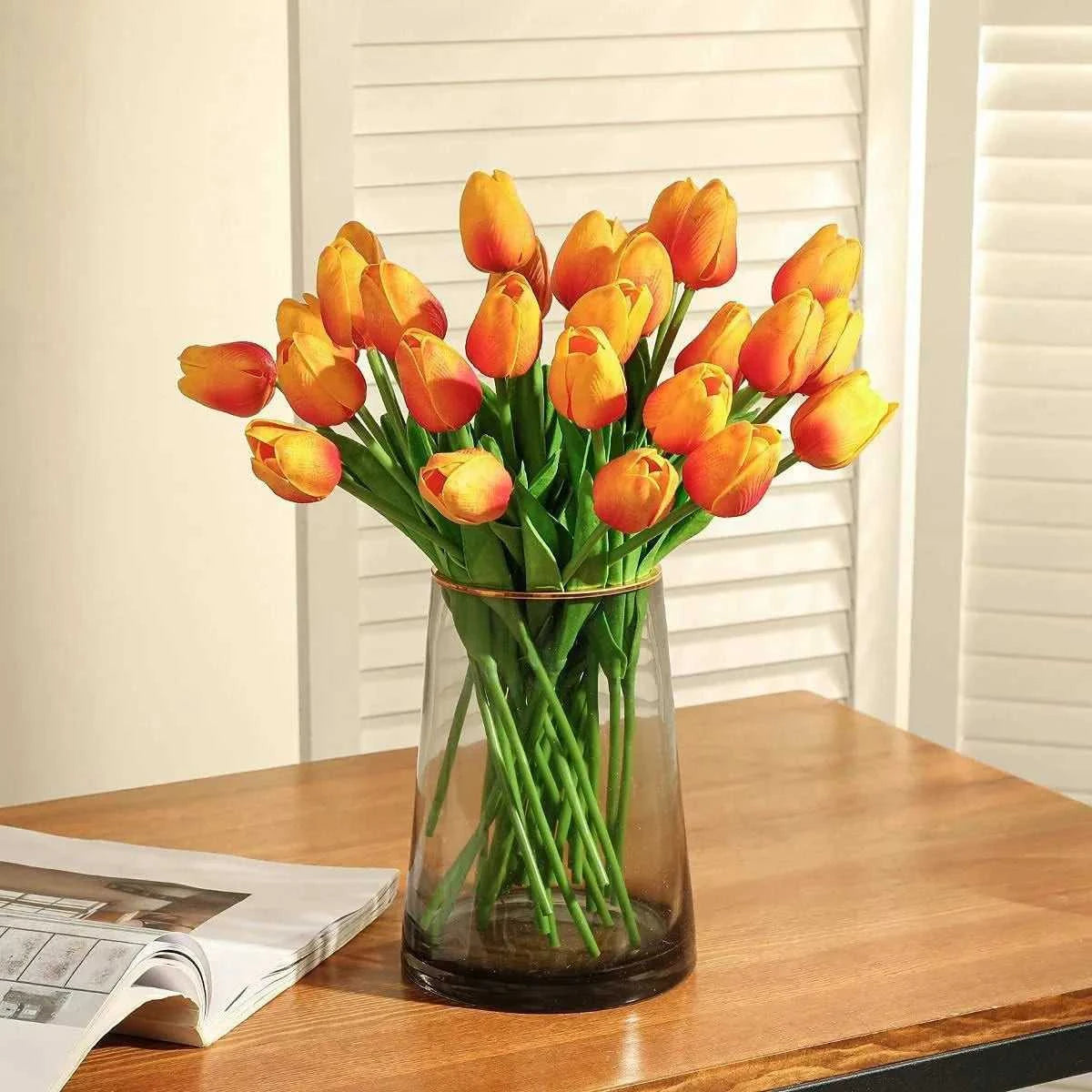 Felicia Artificial Tulips - 10 Realistic Touch Flowers for Home & Wedding Decor 14:29#1;5:361386#10pcs Artificial Flowers
