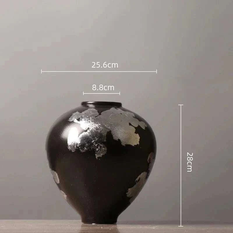 Oro Ceramic Vase - Silver & Gold Irregular Pattern Porcelain Flower Vase 14:200006152#silver Vases