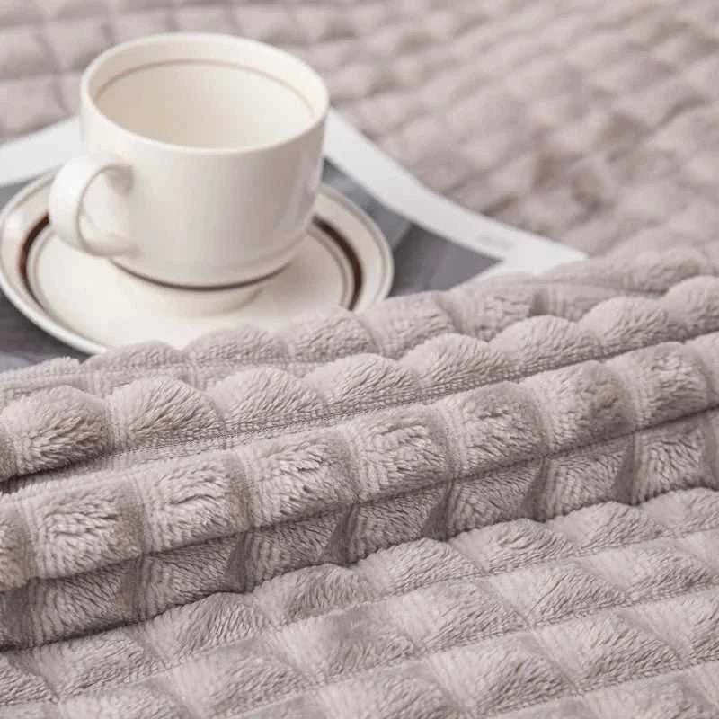 Paloma Elegant Plaid Knit Throw Blanket - Ultra-Soft Faux Rabbit Fur 14:10#grid red;5:596#39.37inX59.06in Blankets & Throws