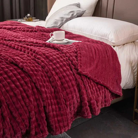 Paloma Elegant Plaid Knit Throw Blanket - Ultra-Soft Faux Rabbit Fur 14:10#grid red;5:596#39.37inX59.06in Blankets & Throws