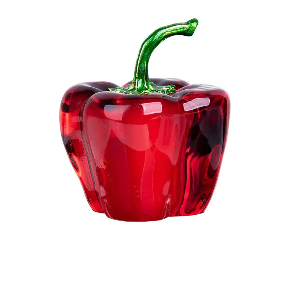 Piment handcrafted glass chili pepper figurine styled in modern home and living space decor