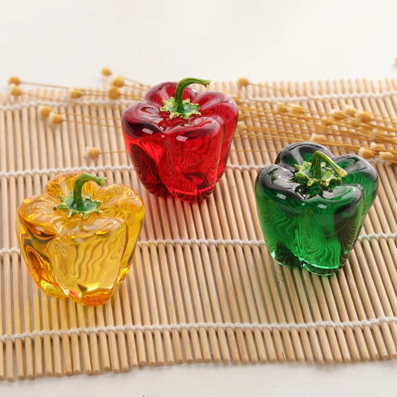 Side view of Piment handcrafted glass chili pepper figurine displaying artisan detail