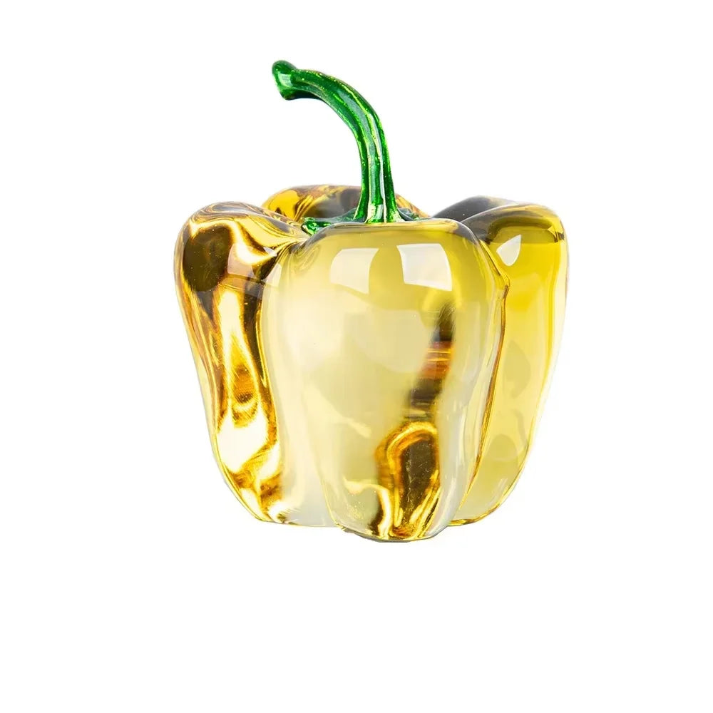 Handcrafted yellow glass chili pepper ornament in gift packaging perfect for collectors and food lovers