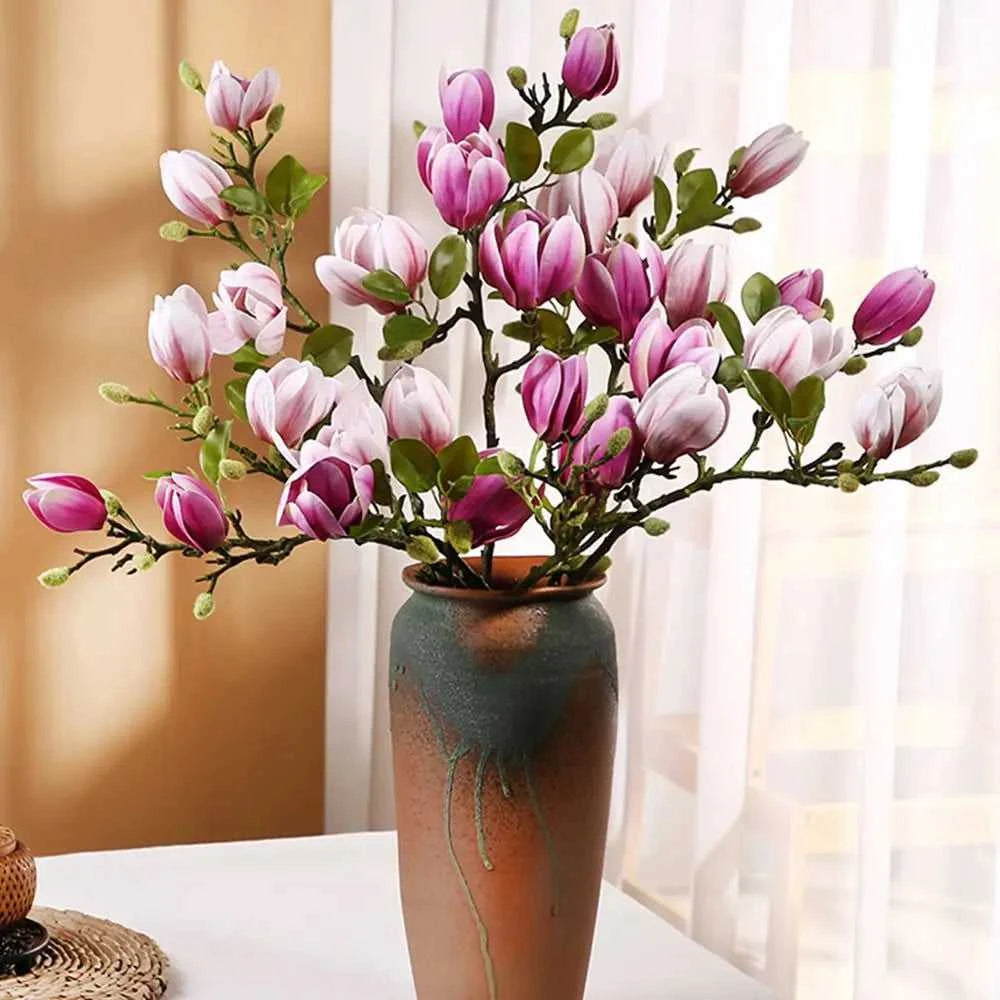 Bobo Silk Magnolia Bouquet - Artificial Flowers for Wedding & Home Decor 14:366;5:100014066#1pc Artificial Flowers