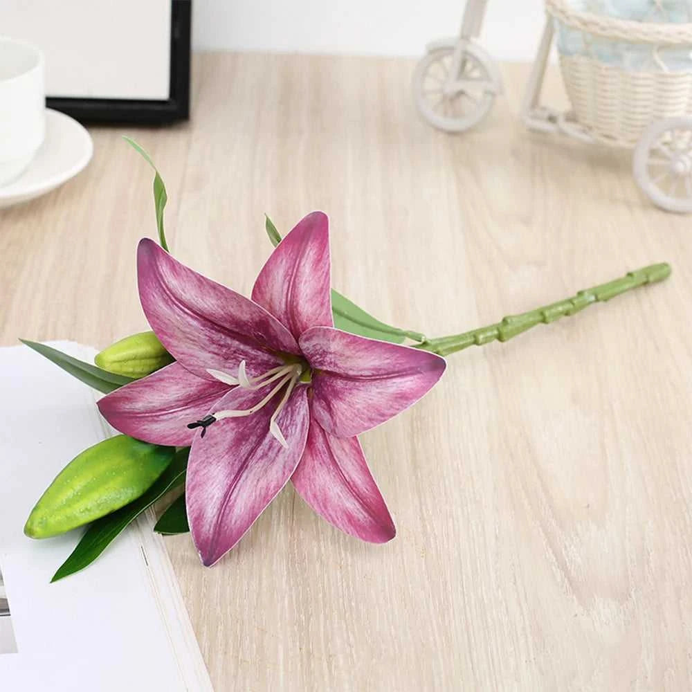 Arcadia Artificial Lily Flowers - Realistic 3D Stems for Home & Wedding Decor 14:496#58 -Purple Artificial Flowers