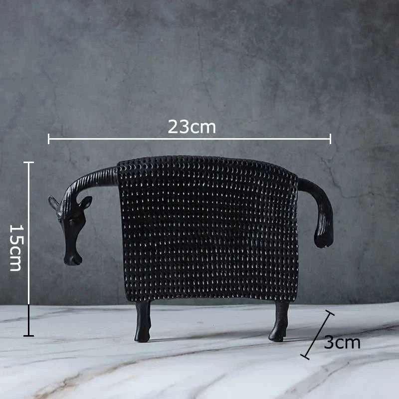 Armored Warhorse Statue Desk Decoration Horse Ornaments Creative Cartoon Animal Resin Abstract Crafts Room Aesthetic Decor 14:200006151#Black sculptures