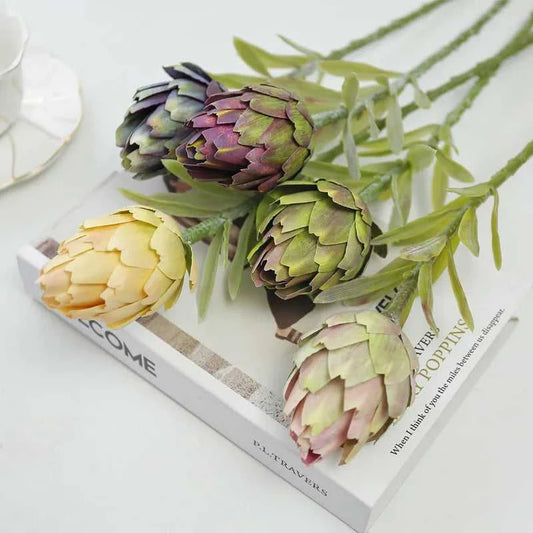 Zila Artificial Artichoke Plant 56cm - Decorative Faux Greenery for Home Decor 14:202888825#White Artificial Flowers