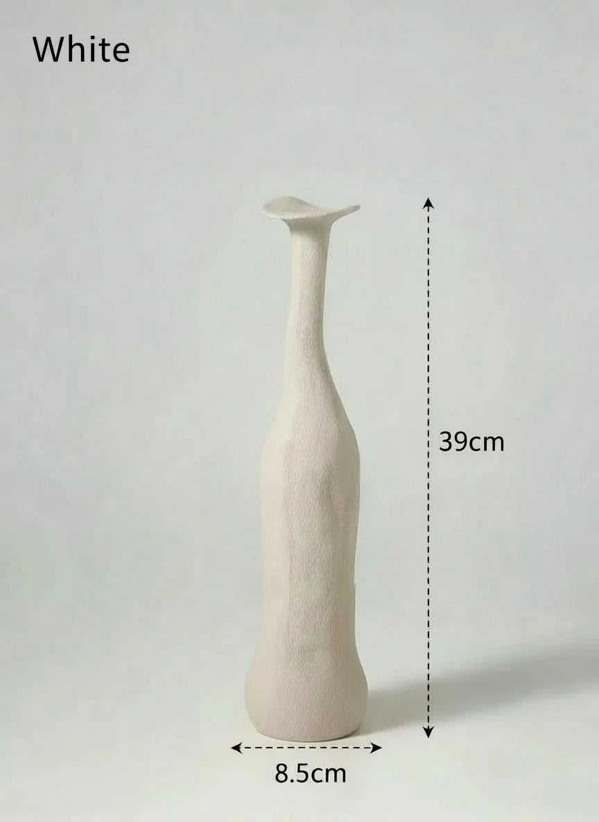 Remy Nordic Ceramic Porcelain Vase - Handmade Textured Design 14:10#Cyan 33.5x8.5cm vase