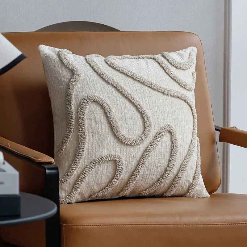 Sera Boho Chenille Throw Pillow Cover - Soft Geometric Line Cushion 14:771;5:201298983#45x45cm Without core Cushion Covers