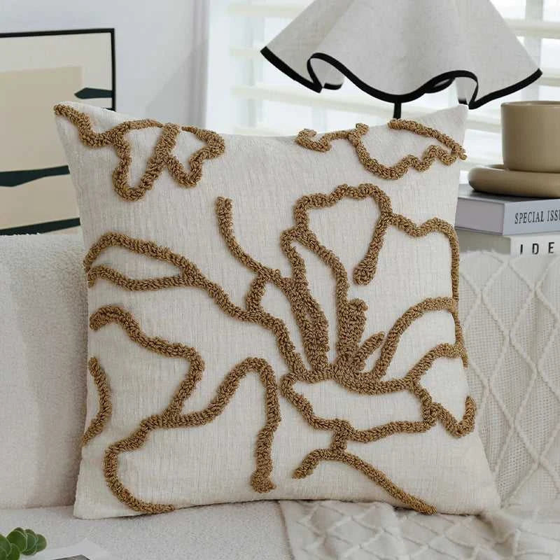 Sera Boho Chenille Throw Pillow Cover - Soft Geometric Line Cushion 14:771;5:201298983#45x45cm Without core Cushion Covers