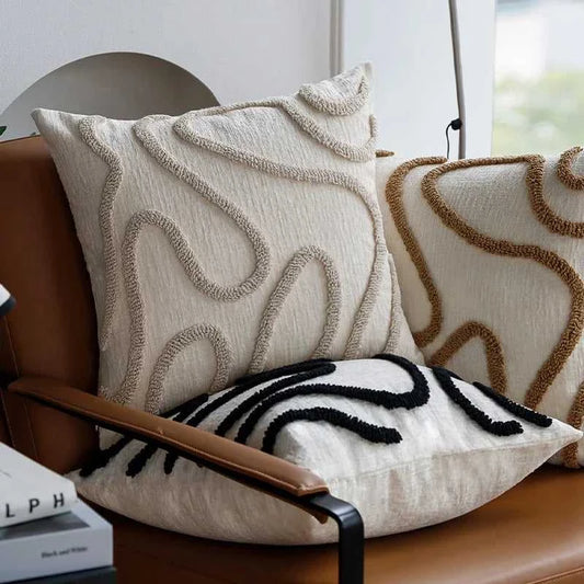 Sera Boho Chenille Throw Pillow Cover - Soft Geometric Line Cushion 14:771;5:201298983#45x45cm Without core Cushion Covers